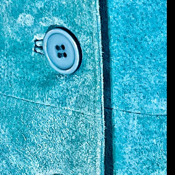 ⭐️HP⭐️RED VALENTINO▪️Light Aqua Blue Seamed Retro Suede Leather Jacket - Picture 6 of 9